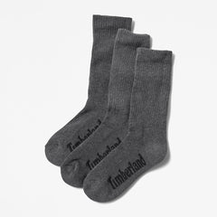 Stratham 3-Pack Crew Sport Socks for Men in Dark Grey Timberland Outlet