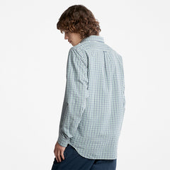 Seersucker Gingham Shirt for Men in Green Timberland On Sale