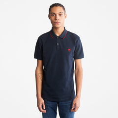 Millers River Print-Collar Polo Shirt for Men in Navy Timberland Outlet