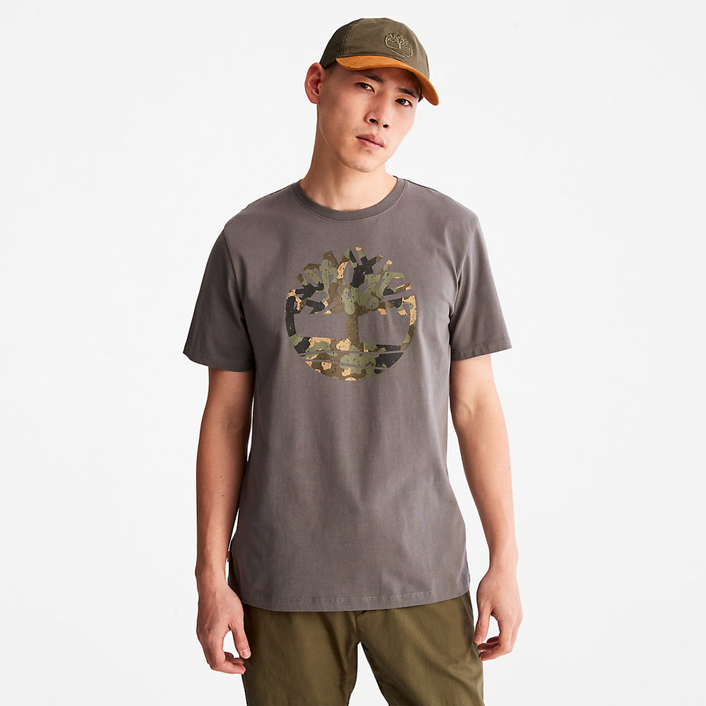 Camo-Logo T-Shirt for Men in Grey Timberland For Sale