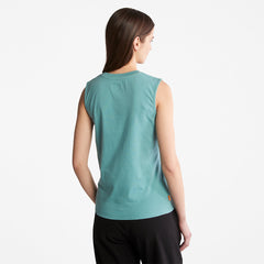 Logo Tank Top for Women in teal Timberland For Sale