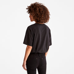 Cropped T-Shirt with Drawstring Hem for Women in Black Timberland Discount