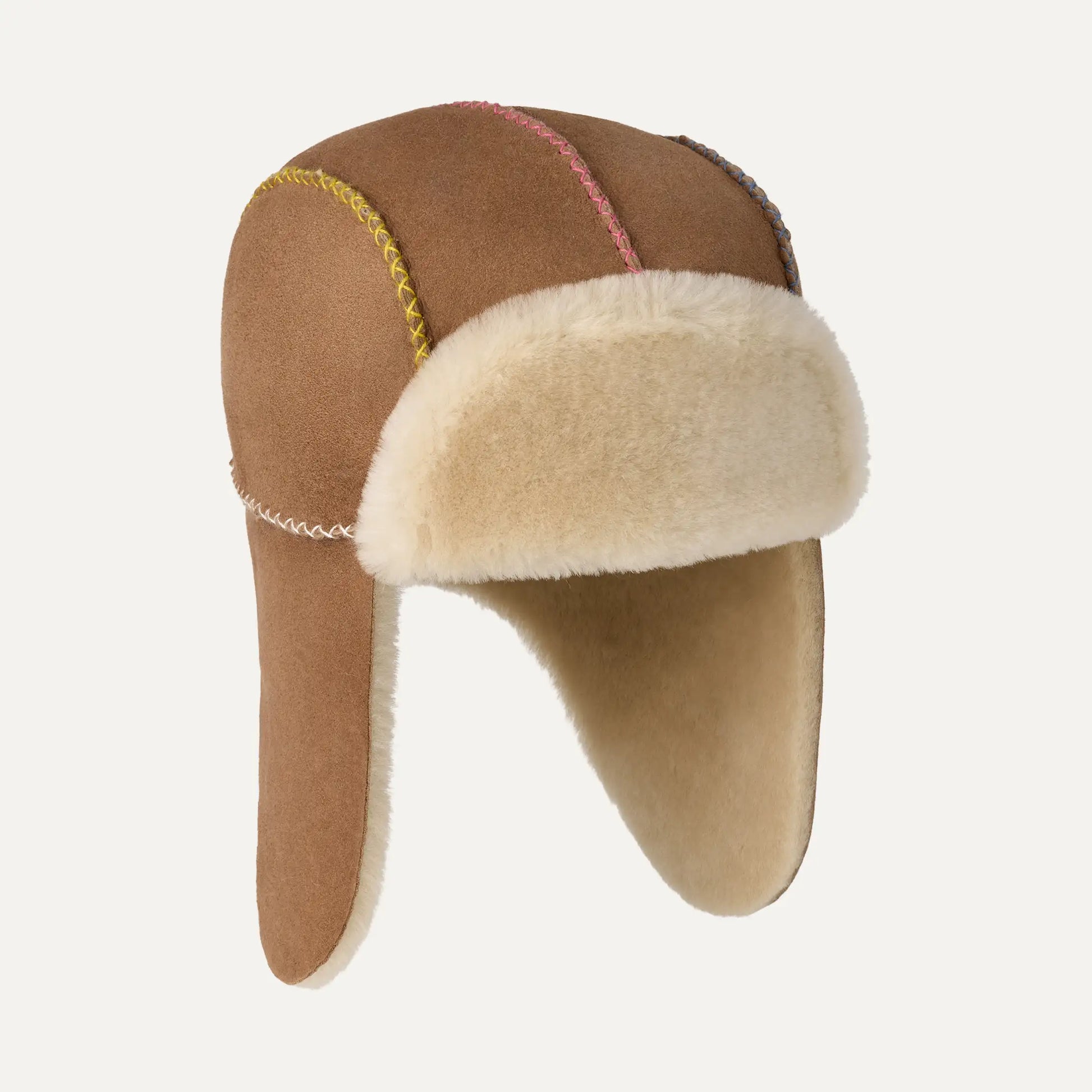 UGG Sheepskin Trapper with Stitch for Kids Chestnut Multi