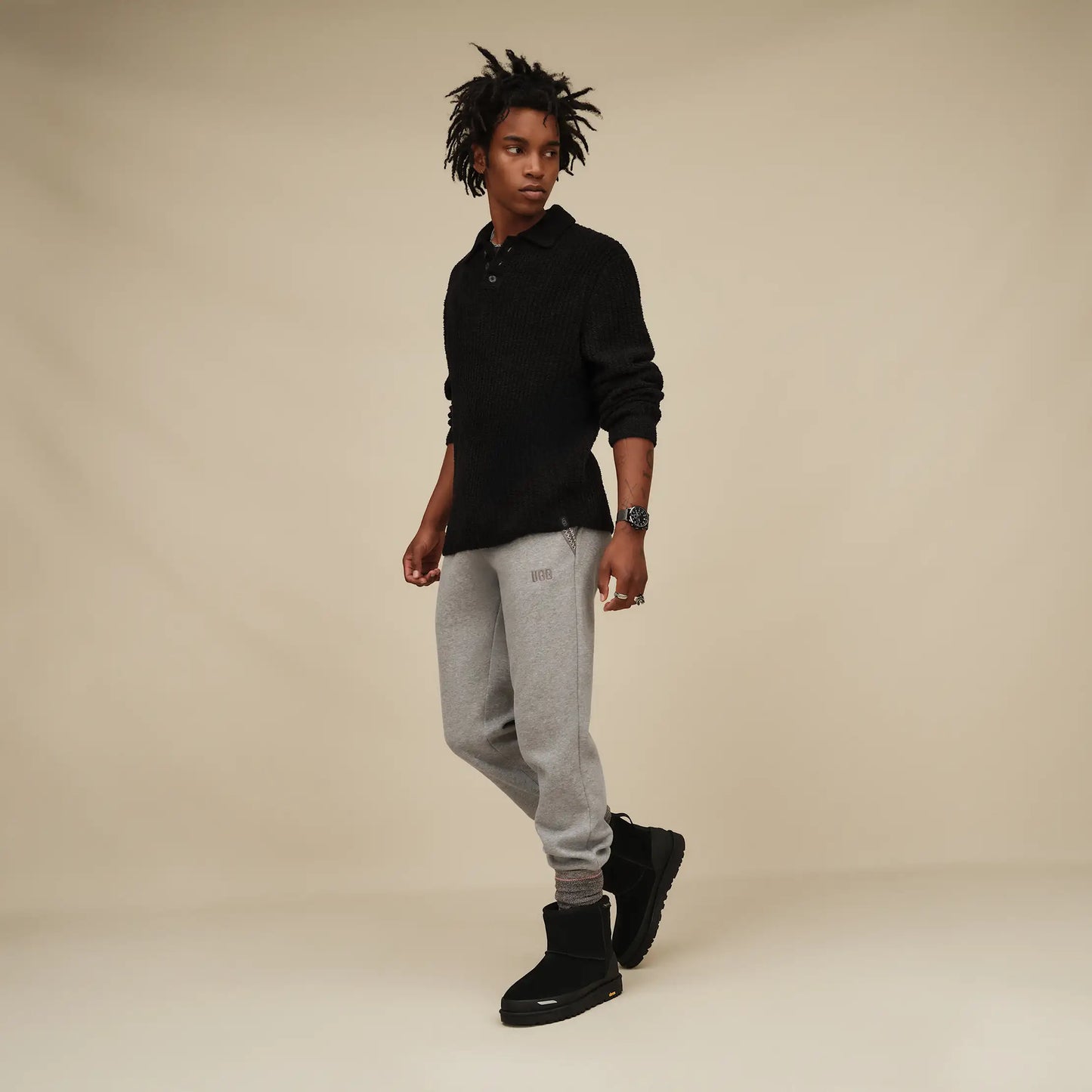 UGG Kyro Cozy Crew Sock for Men Dusted Cocoa