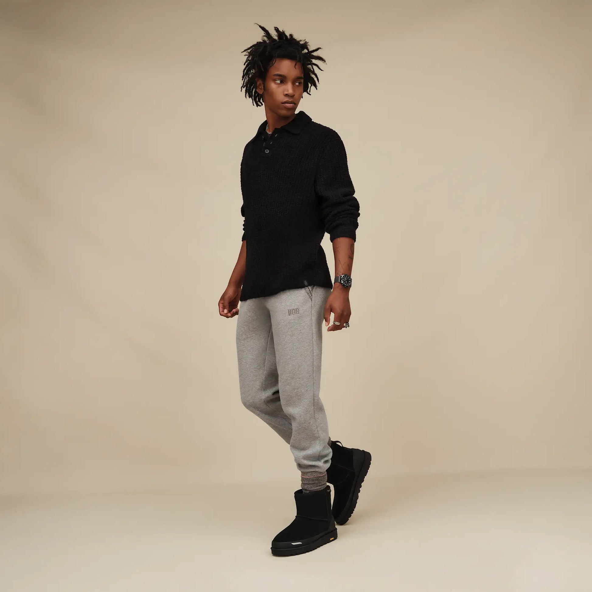 UGG Kyro Cozy Crew Sock for Men Dusted Cocoa