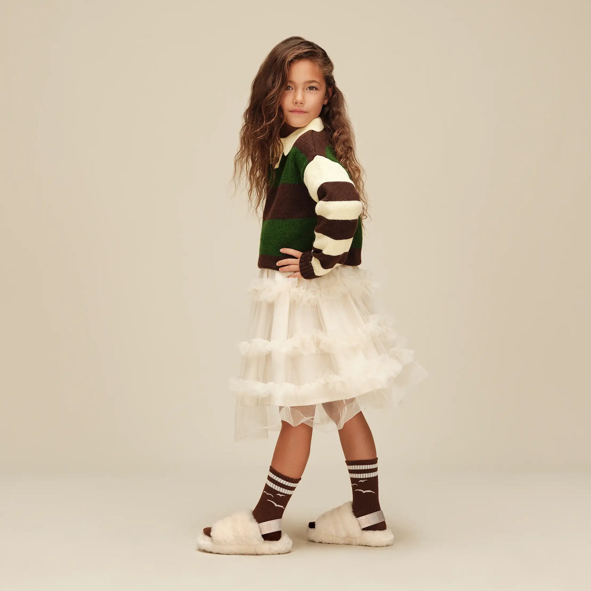 UGG Fluff Yeah Slide for Kids Natural / Sea Salt