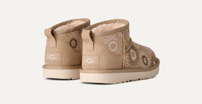 UGG Classic Ultra Mini Sun Stitch Boot for Kids Mustard Seed