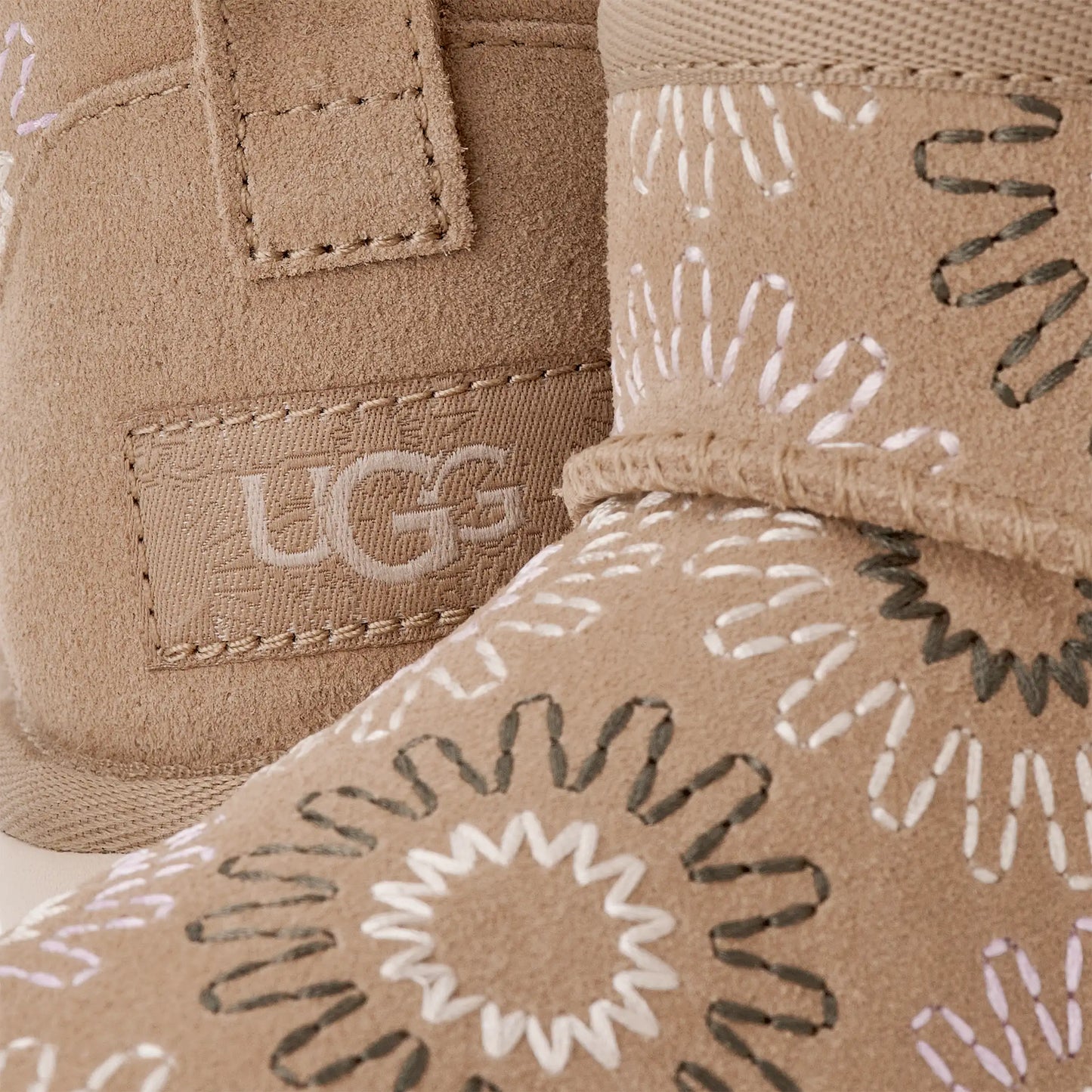 UGG Classic Ultra Mini Sun Stitch Boot for Kids Mustard Seed
