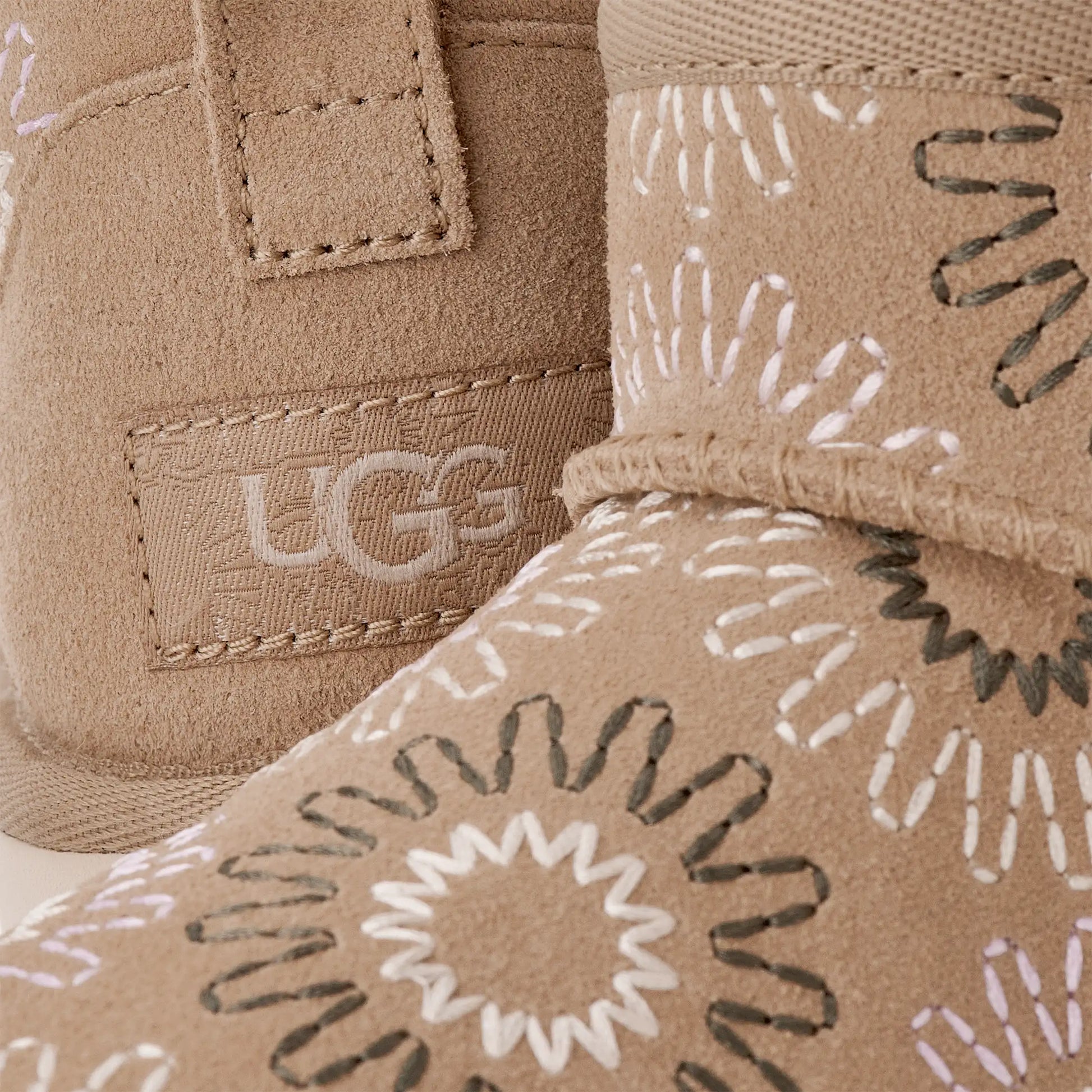 UGG Classic Ultra Mini Sun Stitch Boot for Kids Mustard Seed