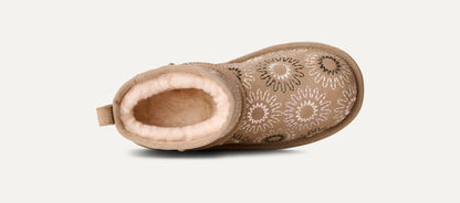UGG Classic Ultra Mini Sun Stitch Boot for Kids Mustard Seed