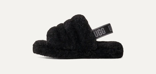 UGG Fluff Yeah Slide for Kids Black / Dark Shadow