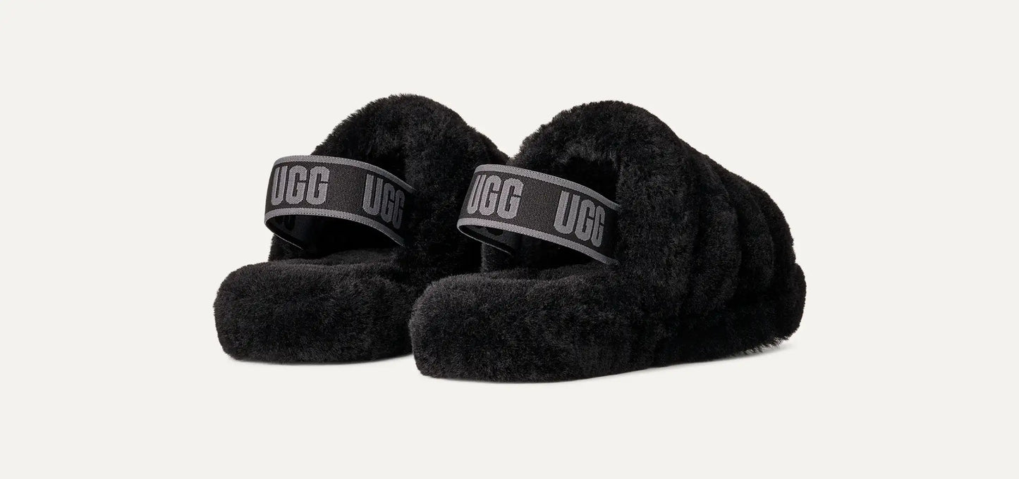 UGG Fluff Yeah Slide for Kids Black / Dark Shadow