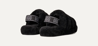 UGG Fluff Yeah Slide for Kids Black / Dark Shadow