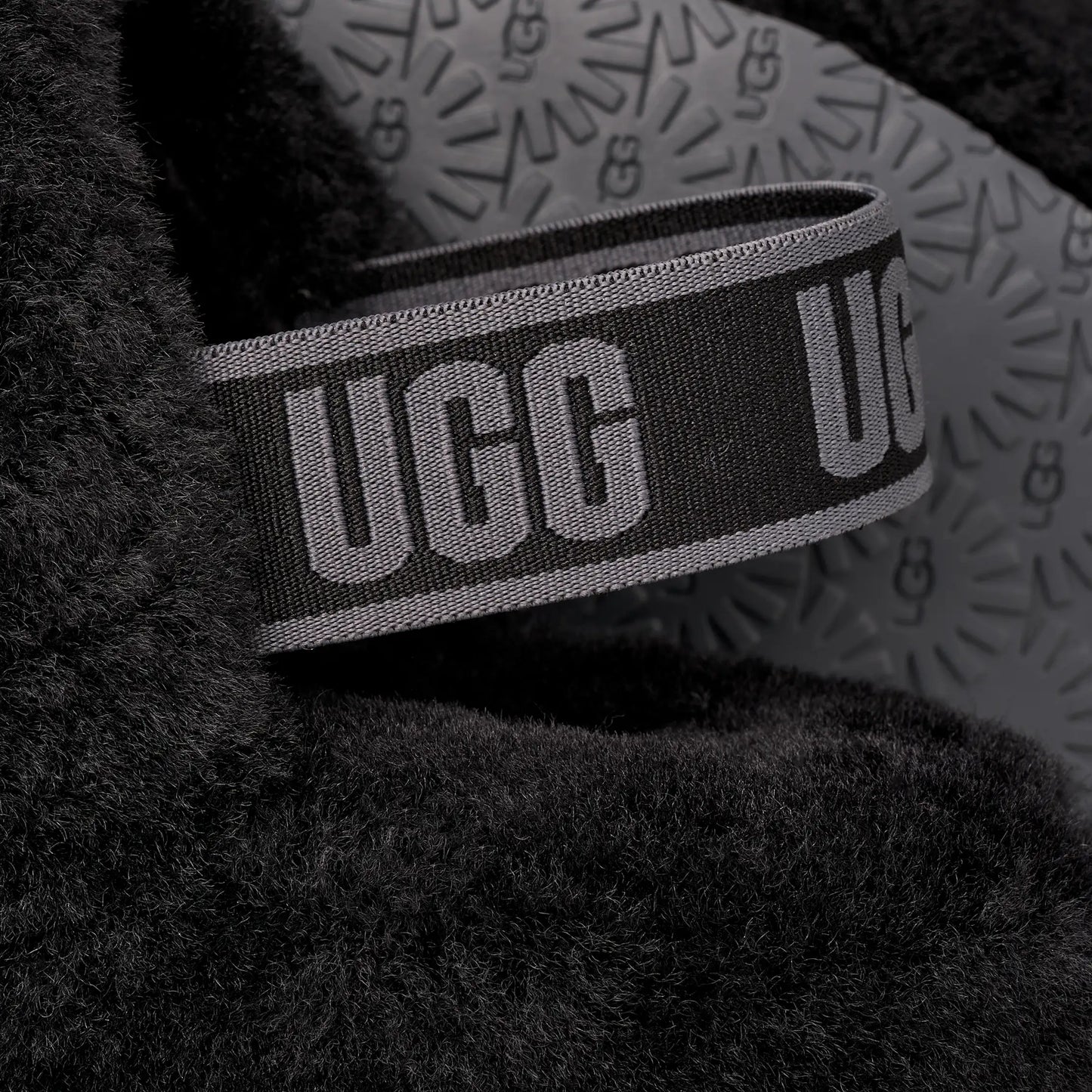 UGG Fluff Yeah Slide for Kids Black / Dark Shadow