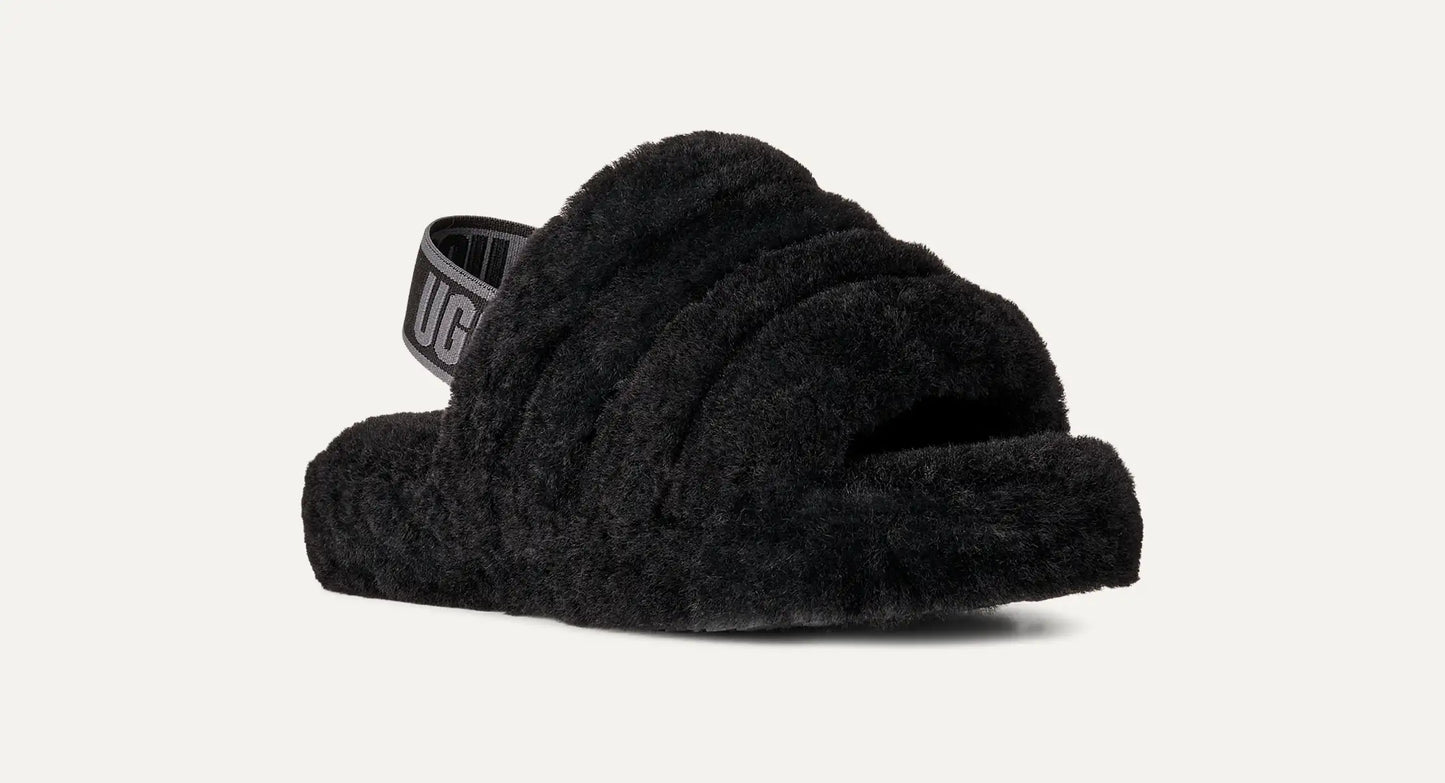 UGG Fluff Yeah Slide for Kids Black / Dark Shadow