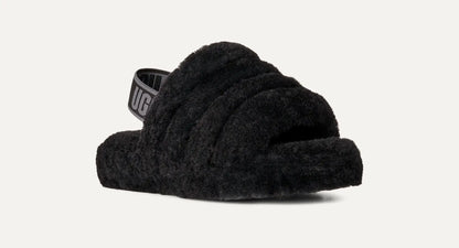 UGG Fluff Yeah Slide for Kids Black / Dark Shadow