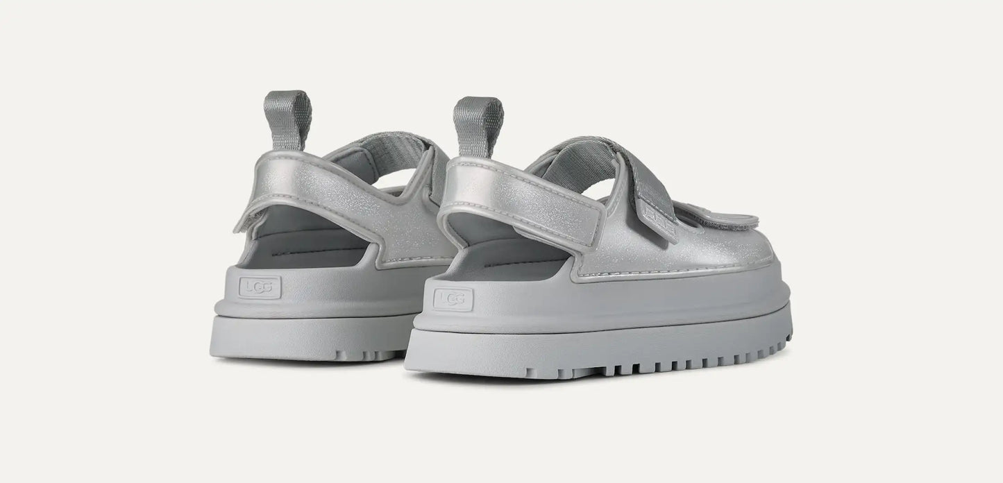 UGG GoldenGlow Glossy Sparkles Sandal for Kids Silver