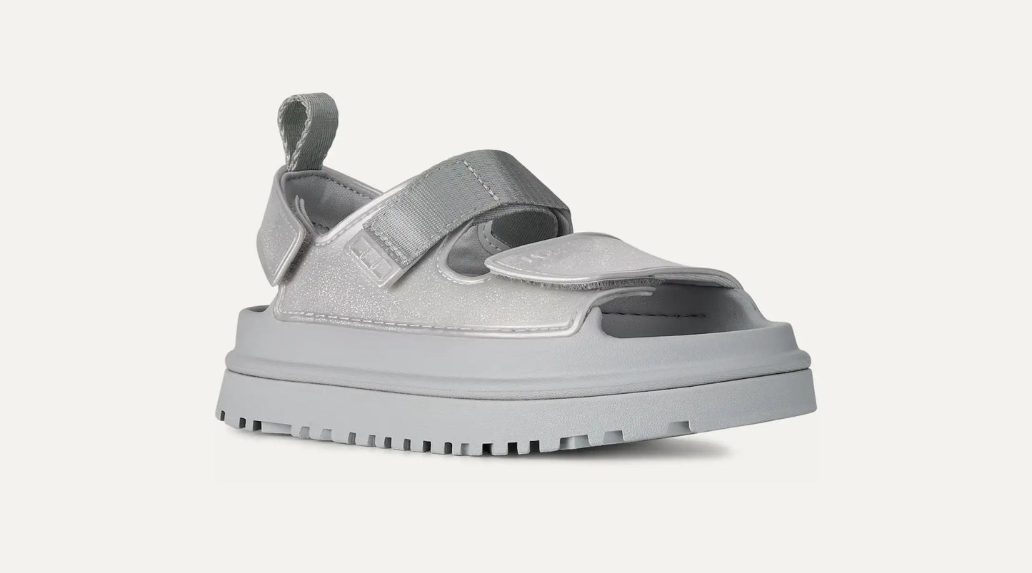 UGG GoldenGlow Glossy Sparkles Sandal for Kids Silver
