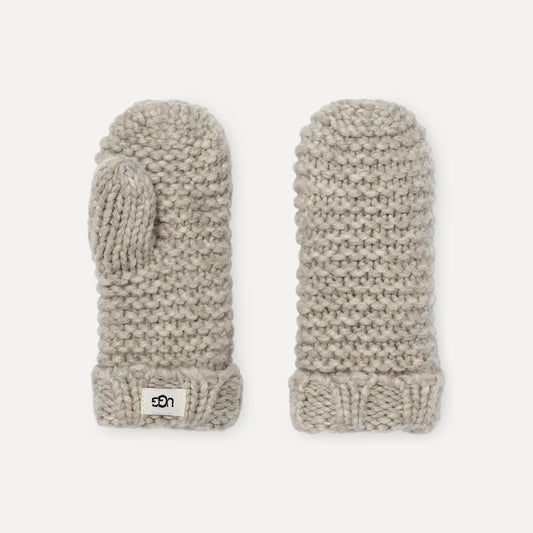 UGG Knit Mitten & Hat Set for Kids Light Grey