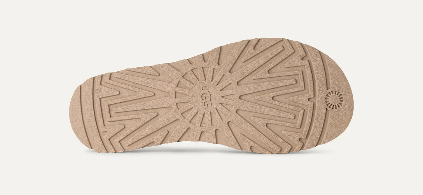 UGG GoldenGaze Embossed Ankle Wrap Sandal for Women Mustard Seed