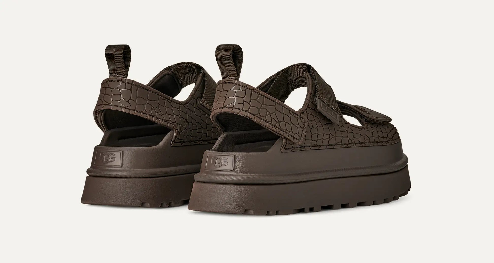 UGG GoldenGlow Embossed Sandal for Women Dense Smoke