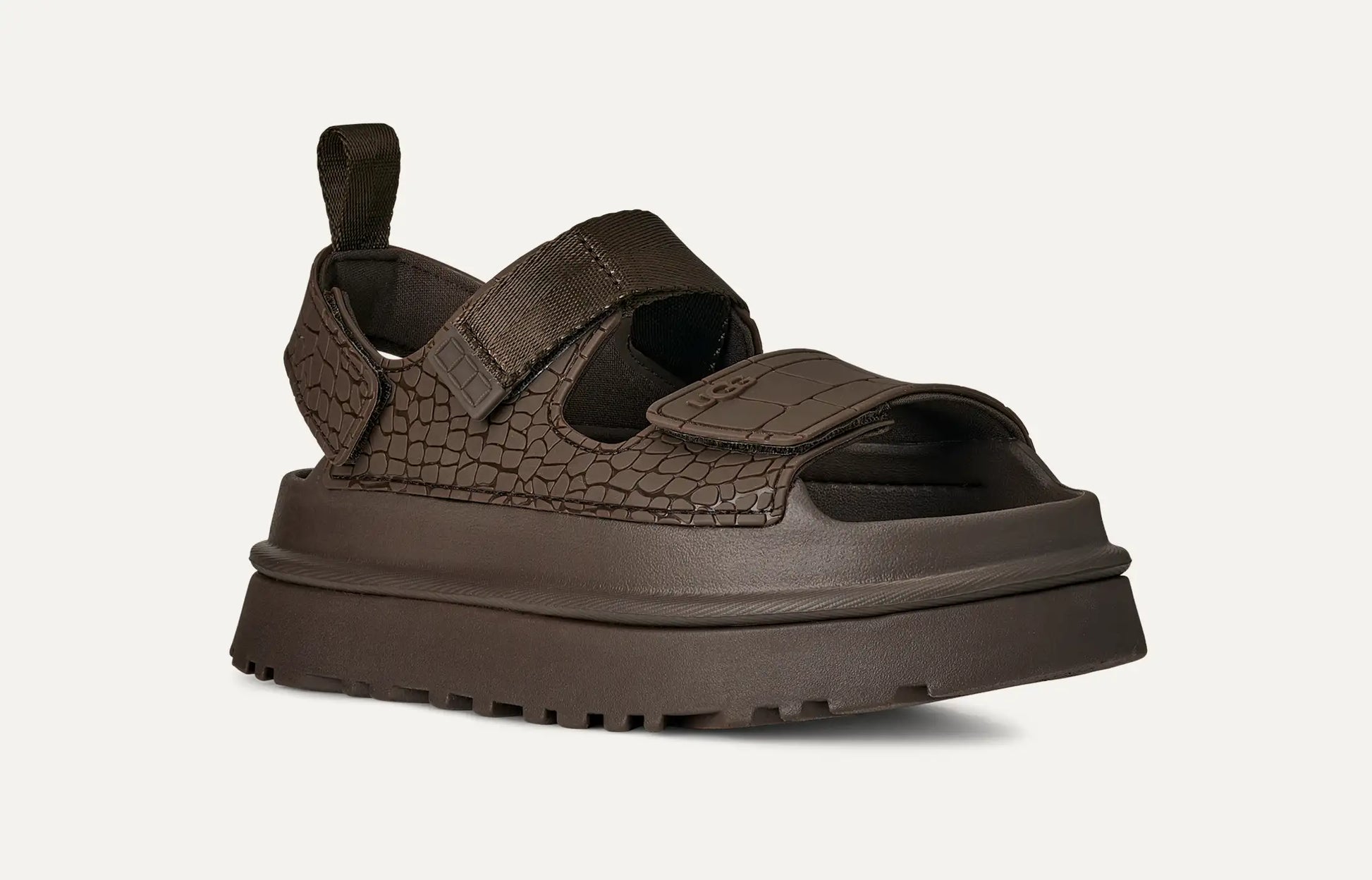 UGG GoldenGlow Embossed Sandal for Women Dense Smoke