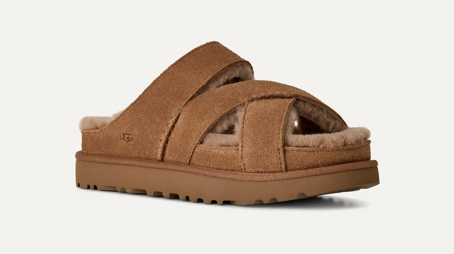 UGG Greenport Cross Strap Slide for Women Chestnut
