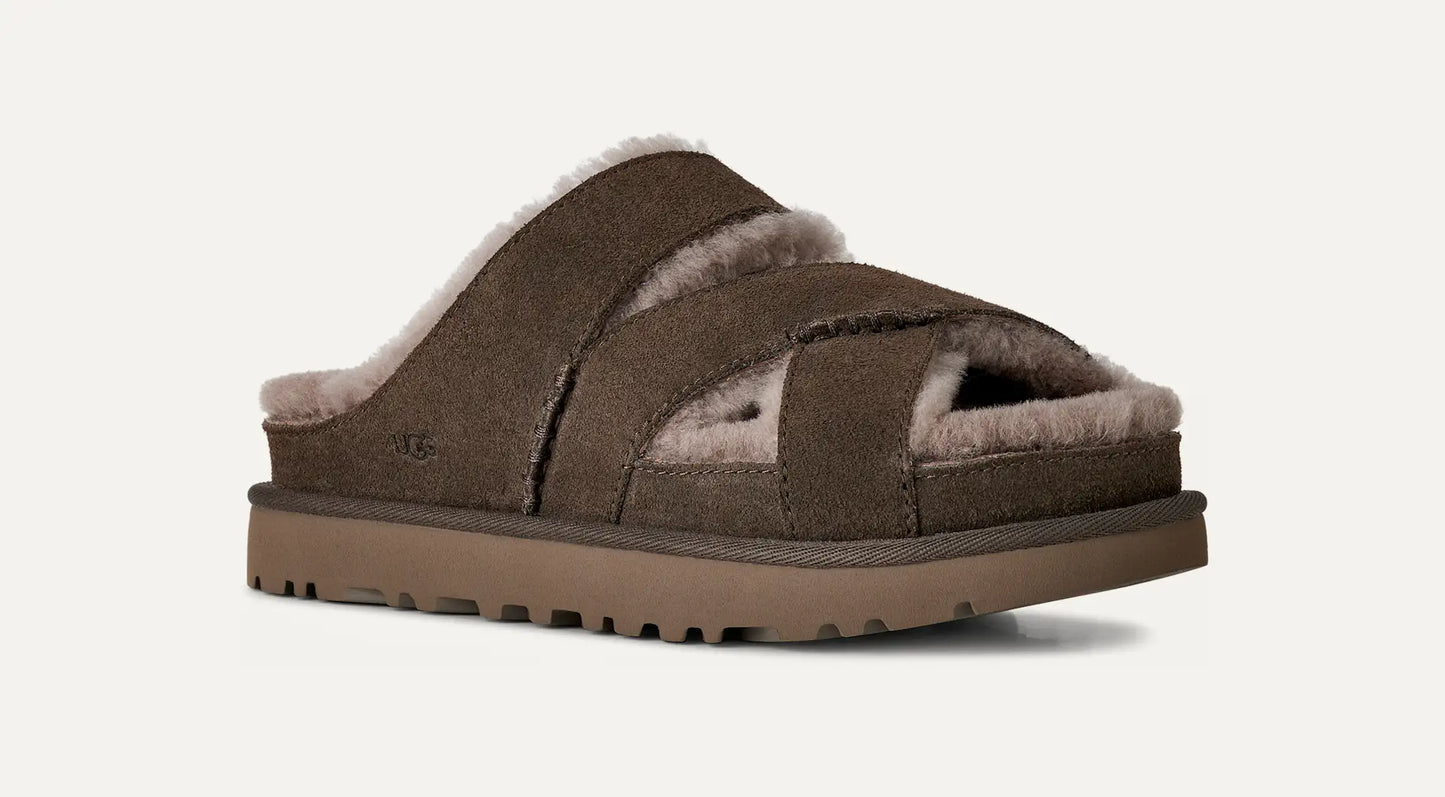 UGG Greenport Cross Strap Slide for Women Dense Smoke