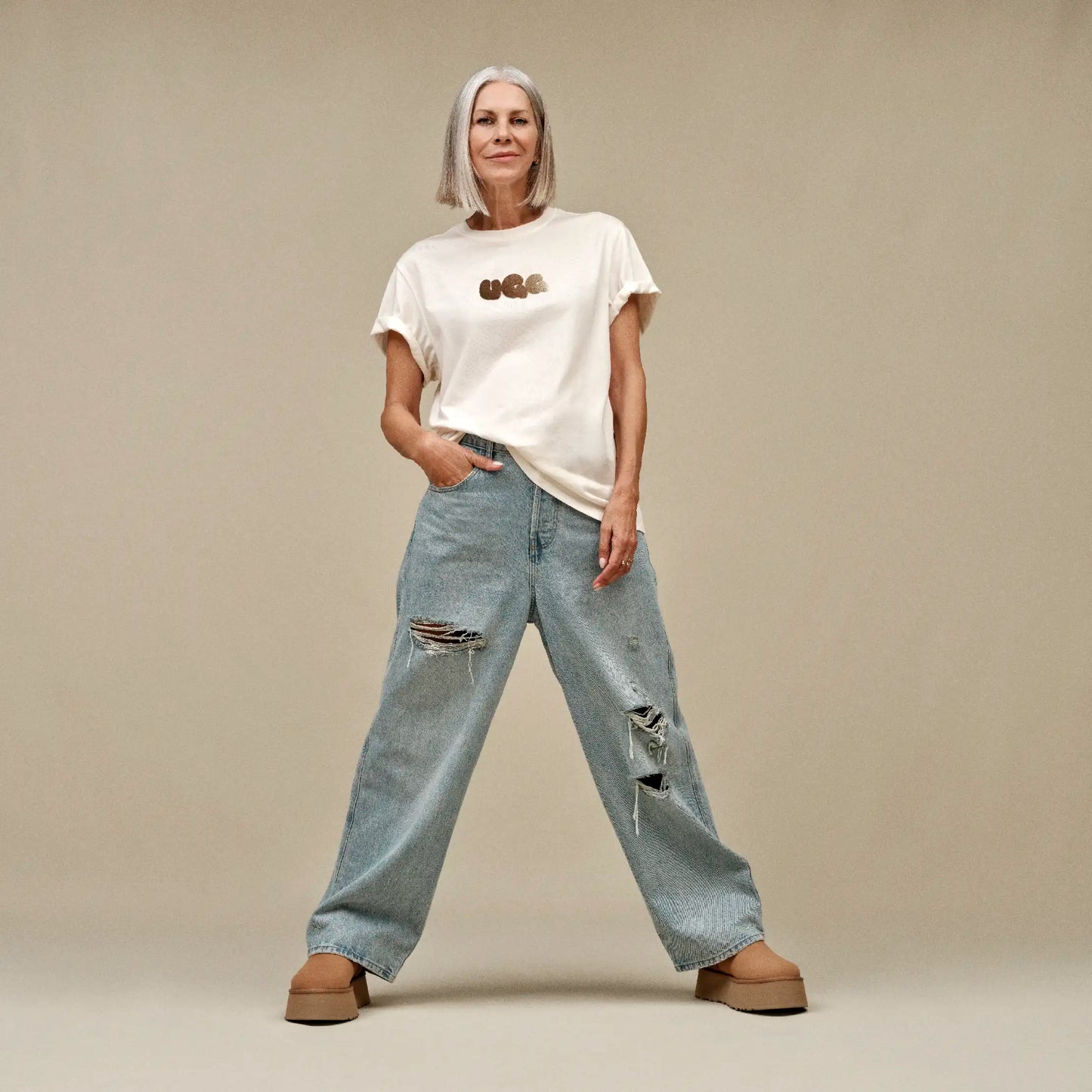 UGG Bubble Logo Tee for Women Nimbus