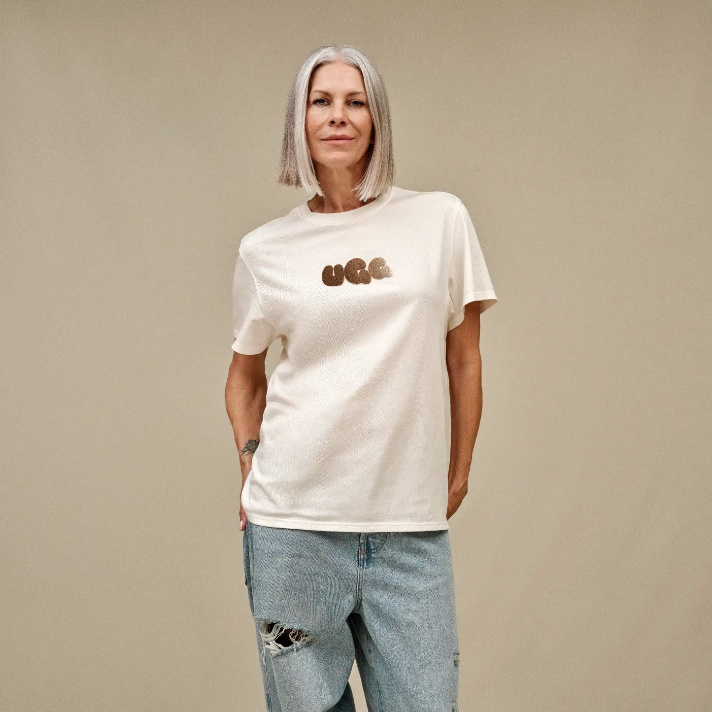 UGG Bubble Logo Tee for Women Nimbus