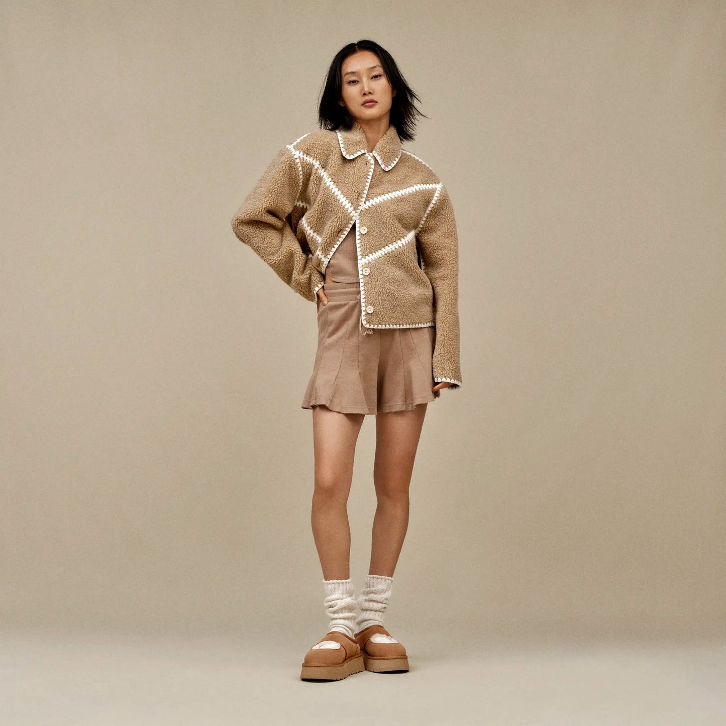 UGG Ellison UGGfluff Shell Jacket for Women Sand Heather
