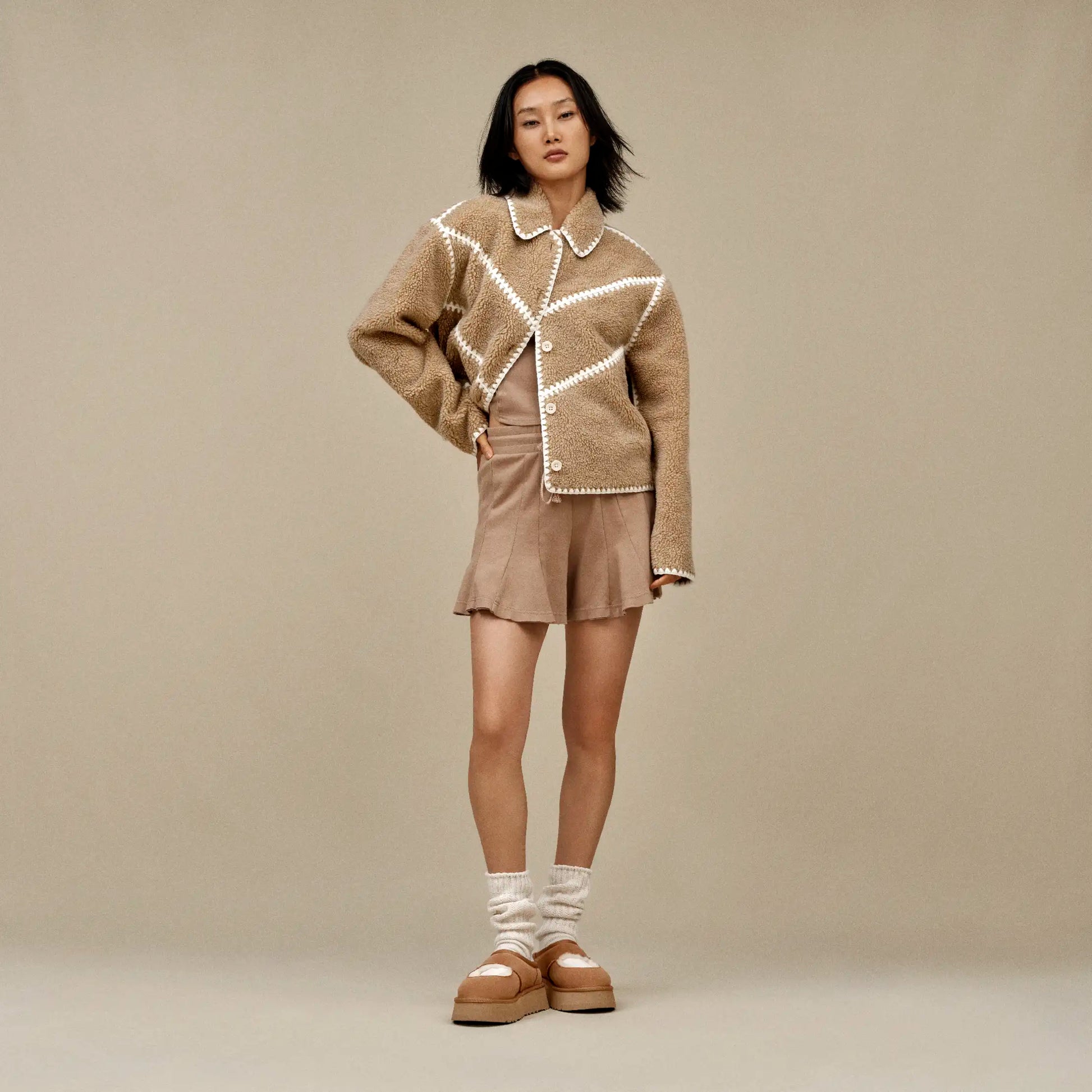 UGG Ellison UGGfluff Shell Jacket for Women Sand Heather