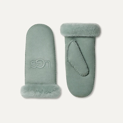 UGG Sheepskin Embroider Mitten for Women Grey Mist