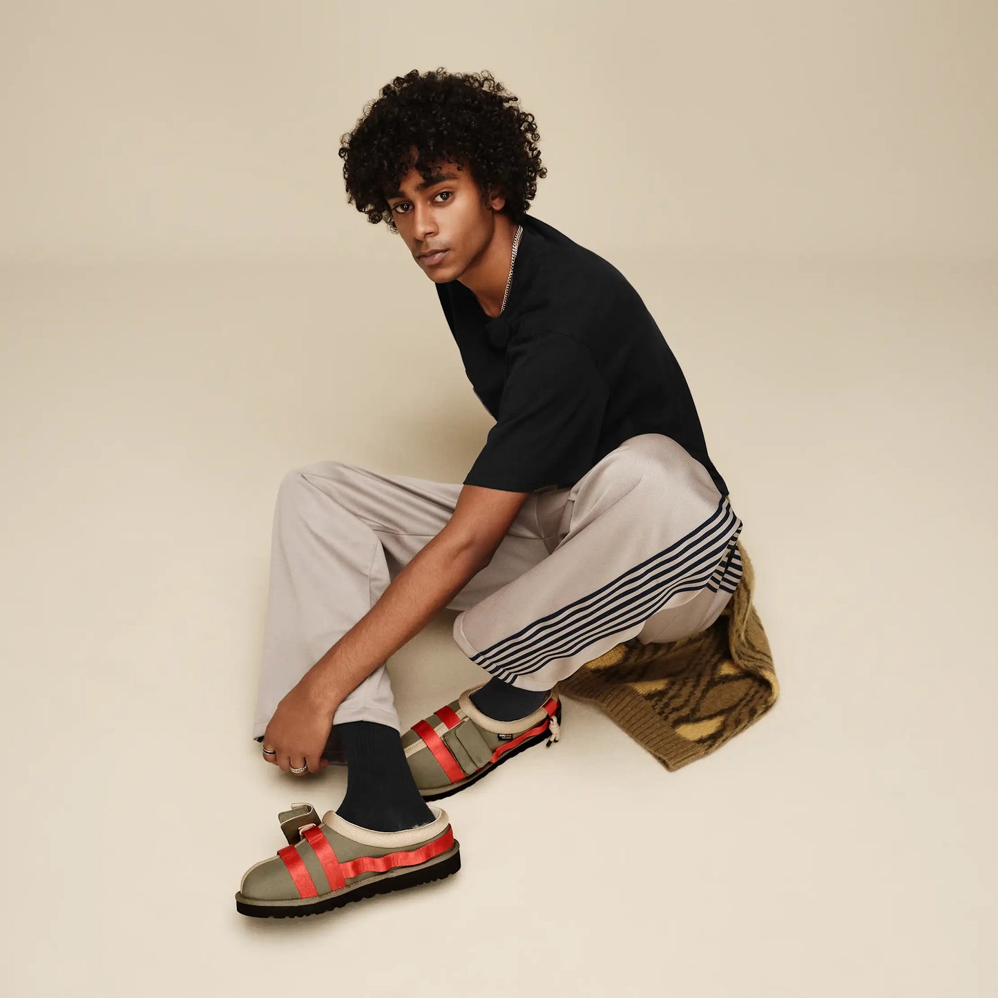 UGG Tasman Wildwood Slip-On for Men Burnt Olive / Red Pepper