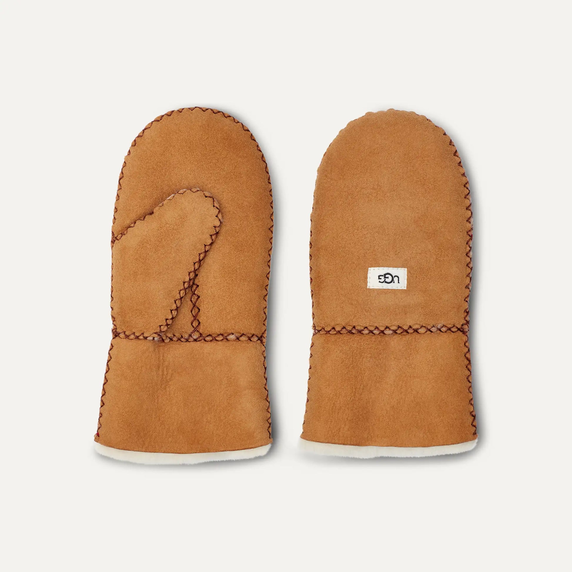 UGG Sheepskin Mitten with Stitch for Toddlers Chestnut