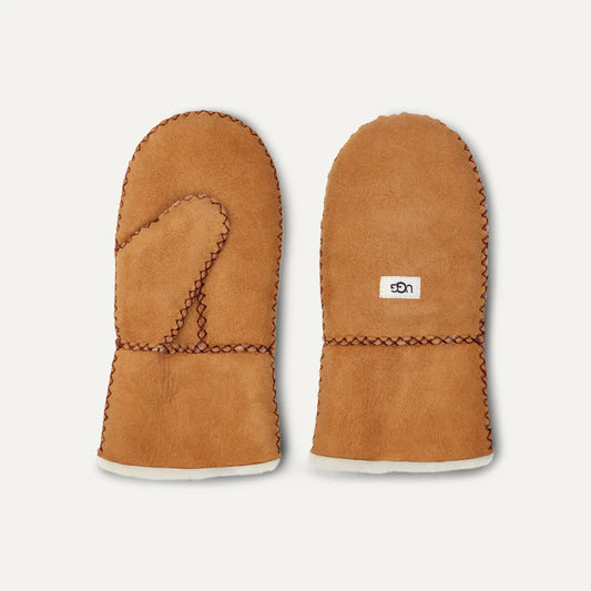 UGG Sheepskin Mitten with Stitch for Toddlers Chestnut
