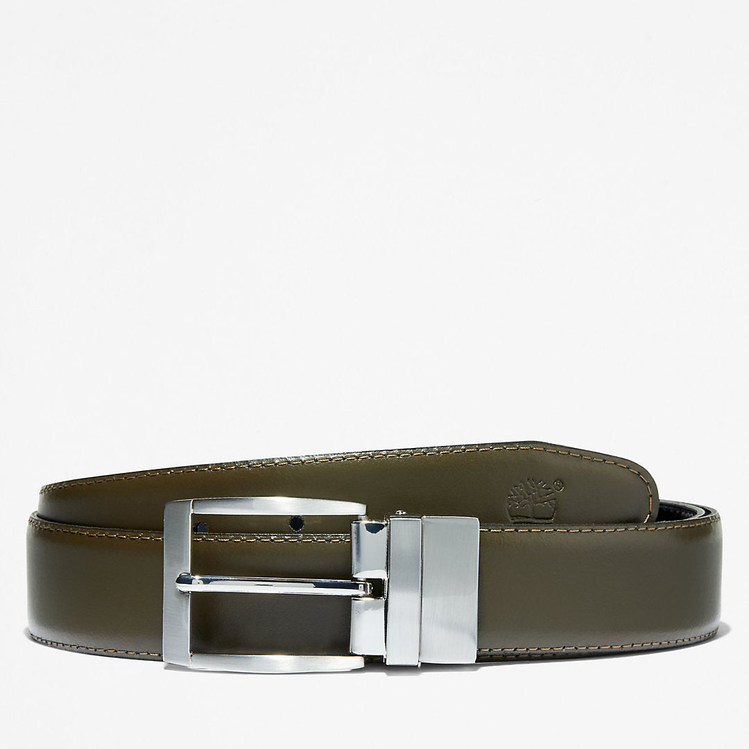Reversible Leather Belt for Men in Green/Black Timberland Outlet