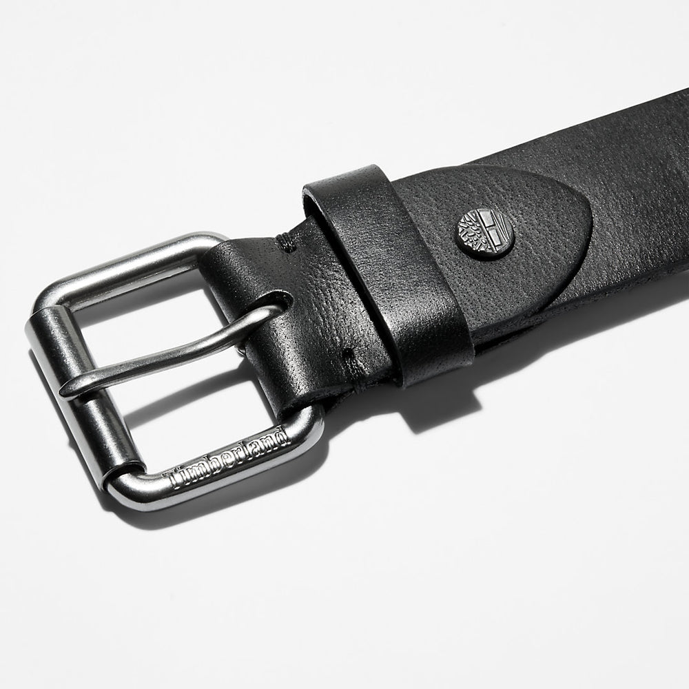 Roller Buckle Leather Belt for Men in Black Timberland Outlet