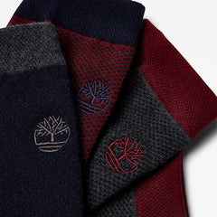 Three Pair Pique Crew Socks for Men in Blue Timberland For Sale