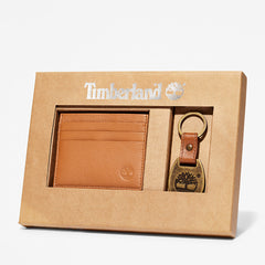Leather Card Holder & Keyring Gift Set in Brown Timberland Outlet