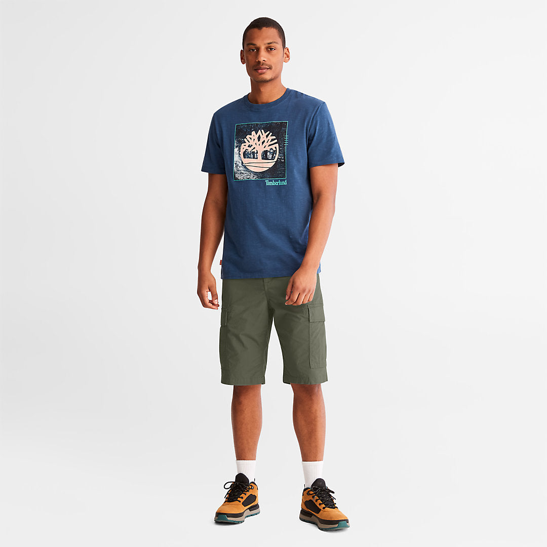 Poplin Cargo Shorts for Men in Dark Green Timberland Outlet