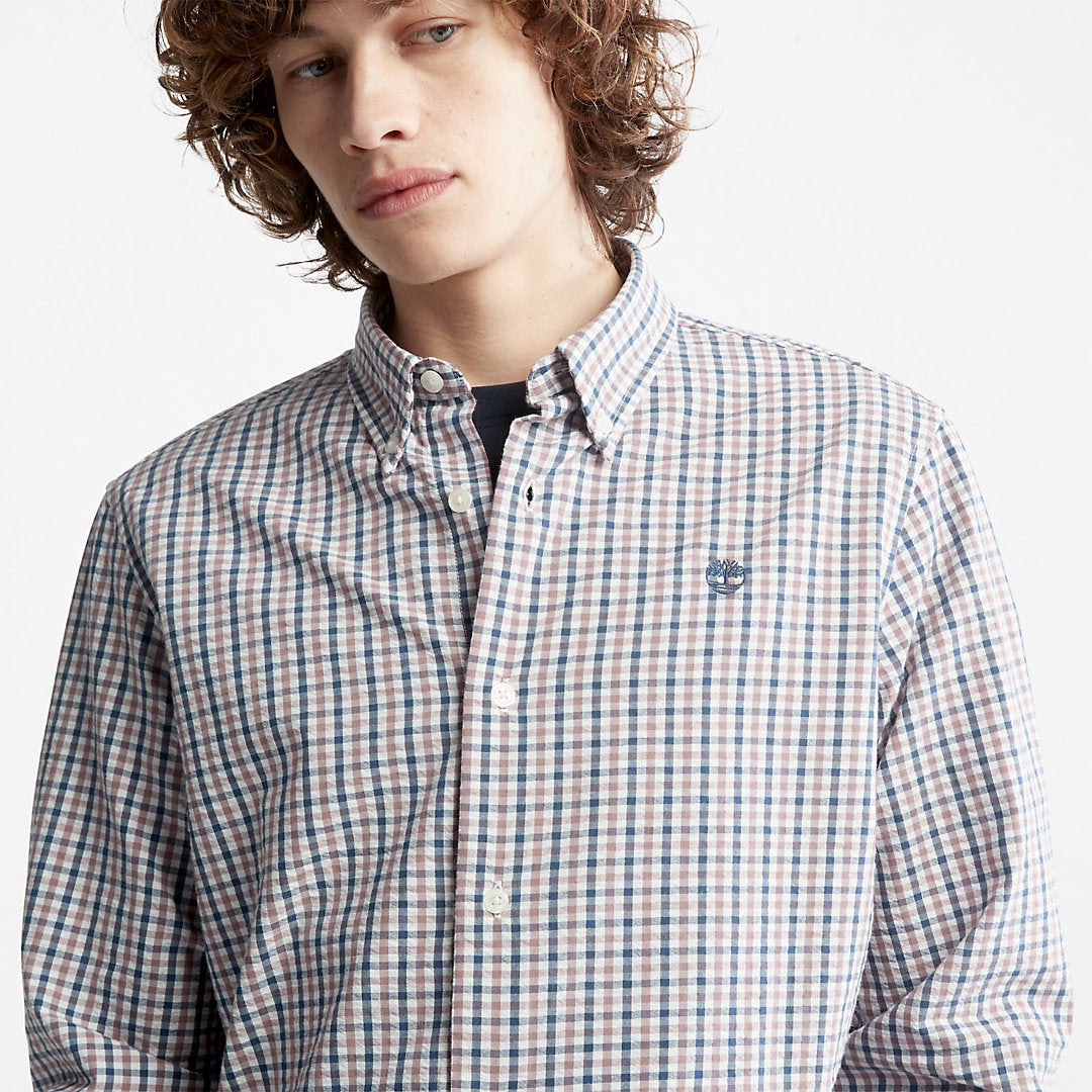 Seersucker Gingham Shirt for Men in Purple Timberland US