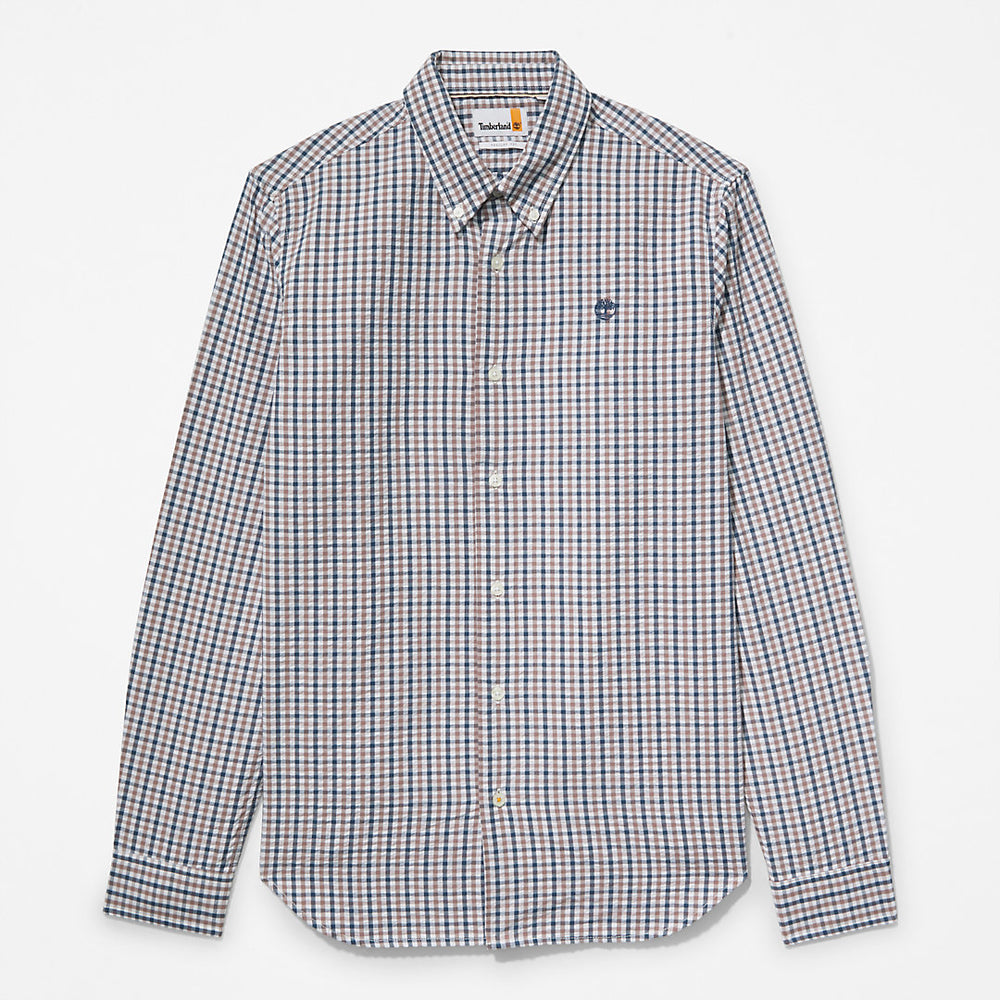 Seersucker Gingham Shirt for Men in Purple Timberland US