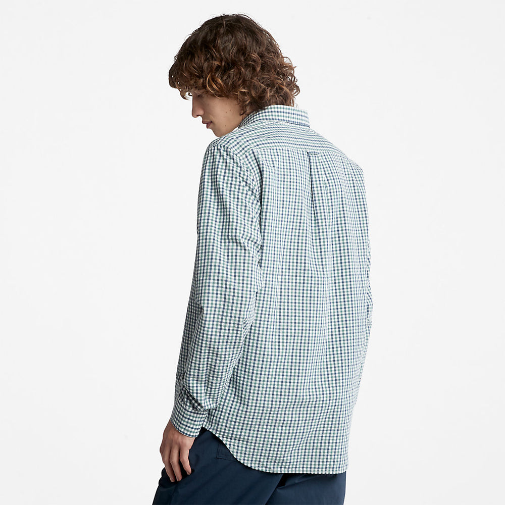 Seersucker Gingham Shirt for Men in Green Timberland On Sale