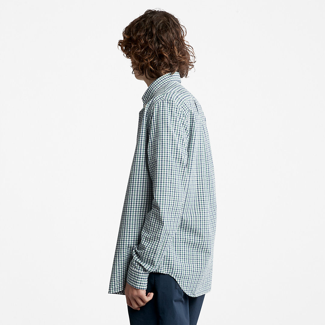 Seersucker Gingham Shirt for Men in Green Timberland On Sale