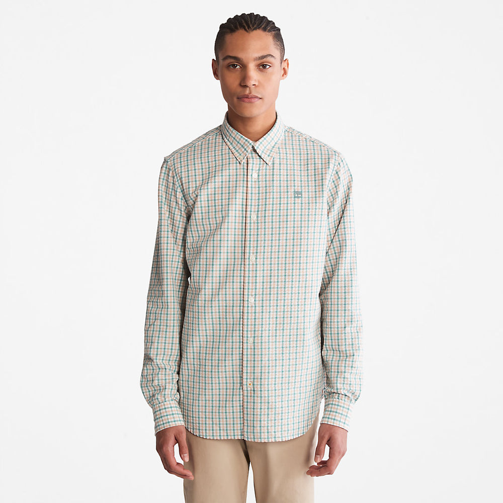 Seersucker Gingham Shirt for Men in Pink Timberland For Sale