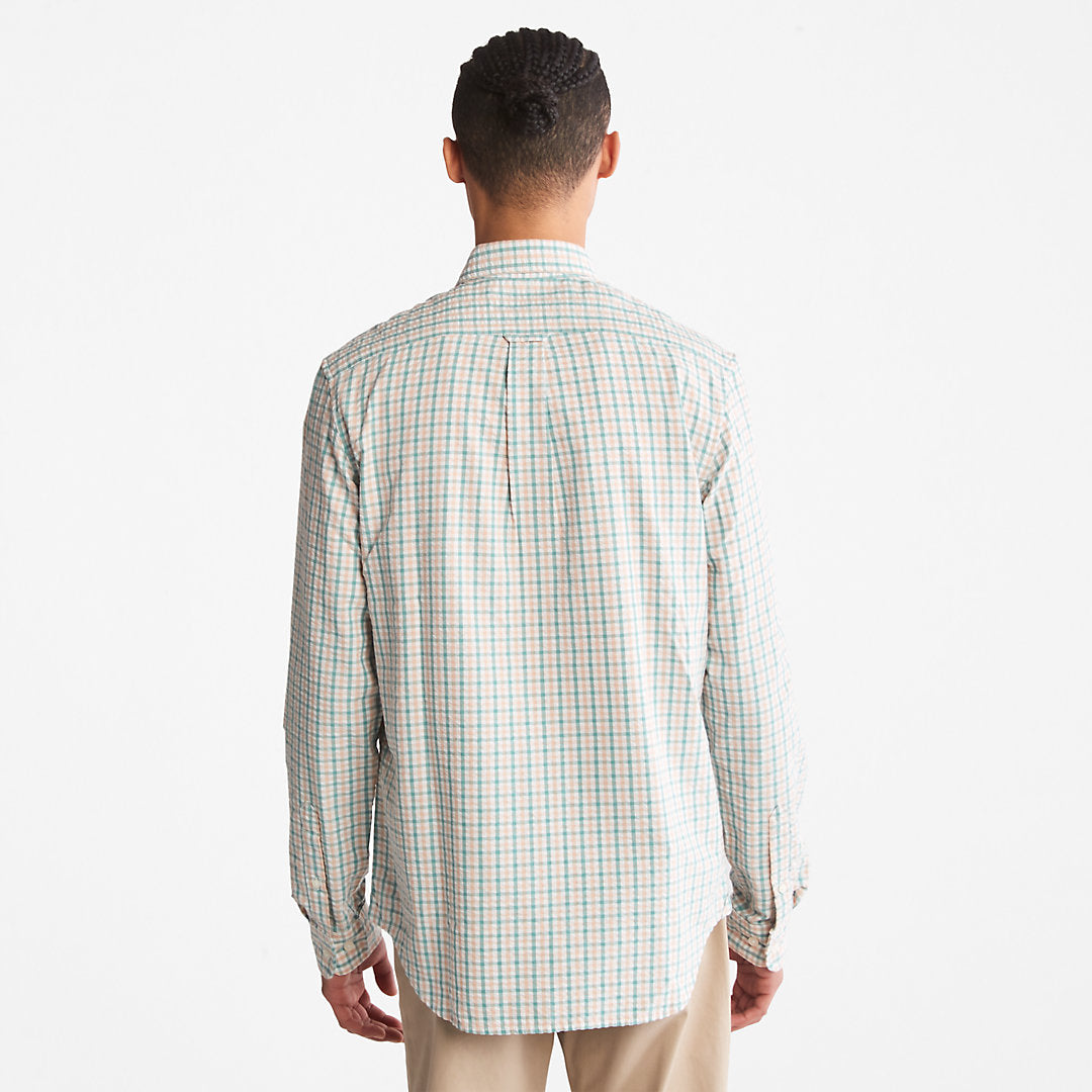 Seersucker Gingham Shirt for Men in Pink Timberland For Sale