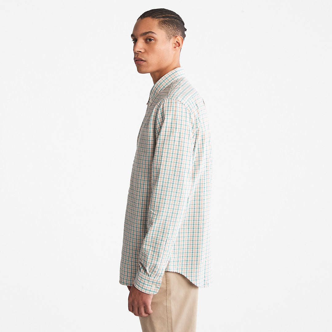 Seersucker Gingham Shirt for Men in Pink Timberland For Sale