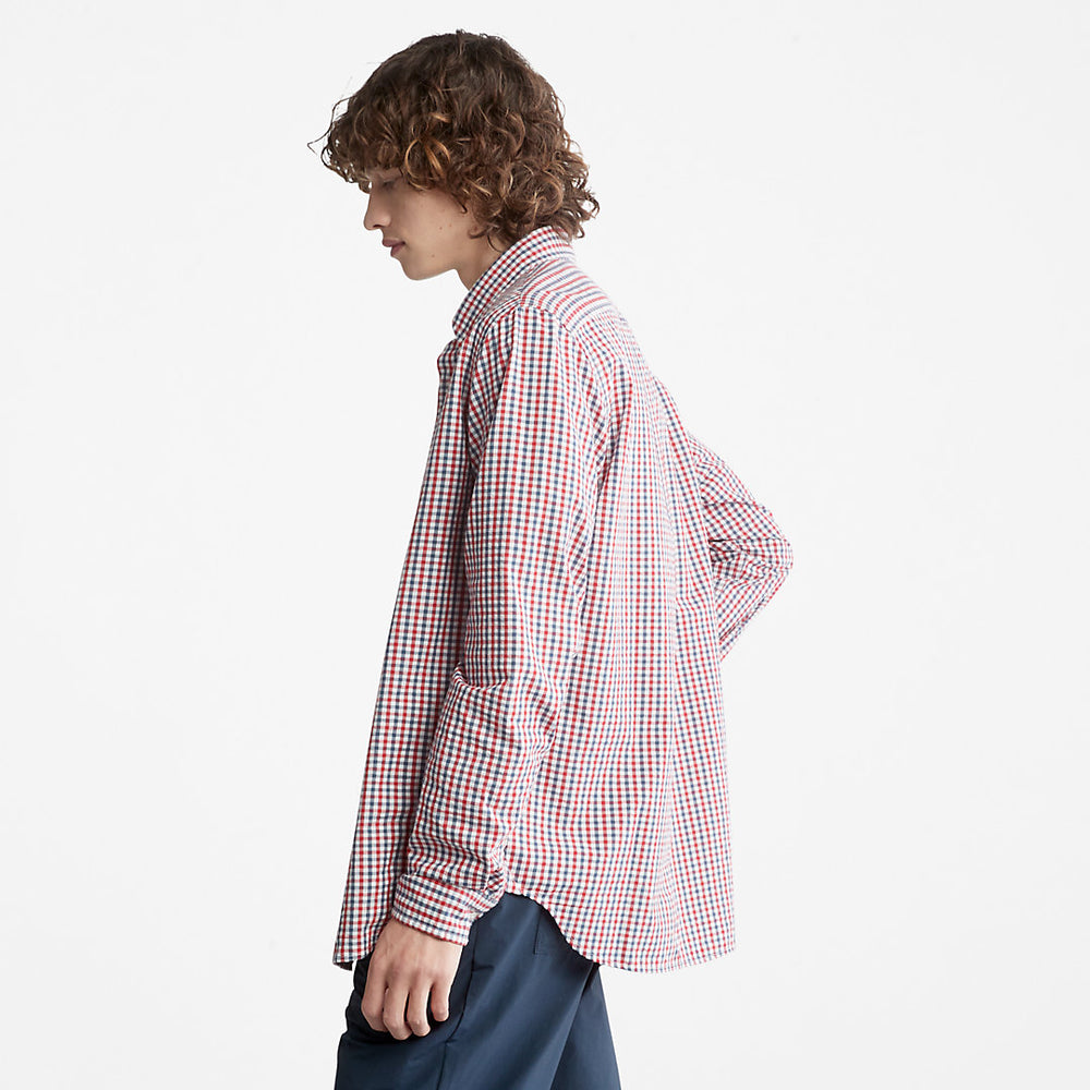 Seersucker Gingham Shirt for Men in Blue Timberland Outlet