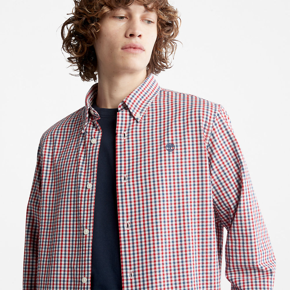 Seersucker Gingham Shirt for Men in Blue Timberland Outlet